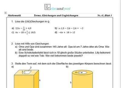 Mathematik 7. Klasse Schulaufgaben & Übungen - Realschule